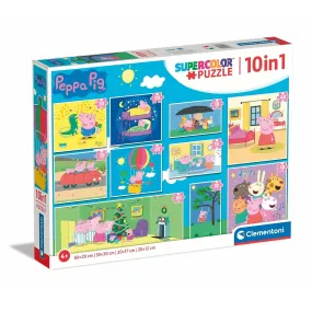 10-Puzzle Set Peppa Pig Clementoni SuperColor 220 Pieces