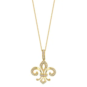 14K Yellow Gold  "Fleur-De-Lis" Diamond Necklace