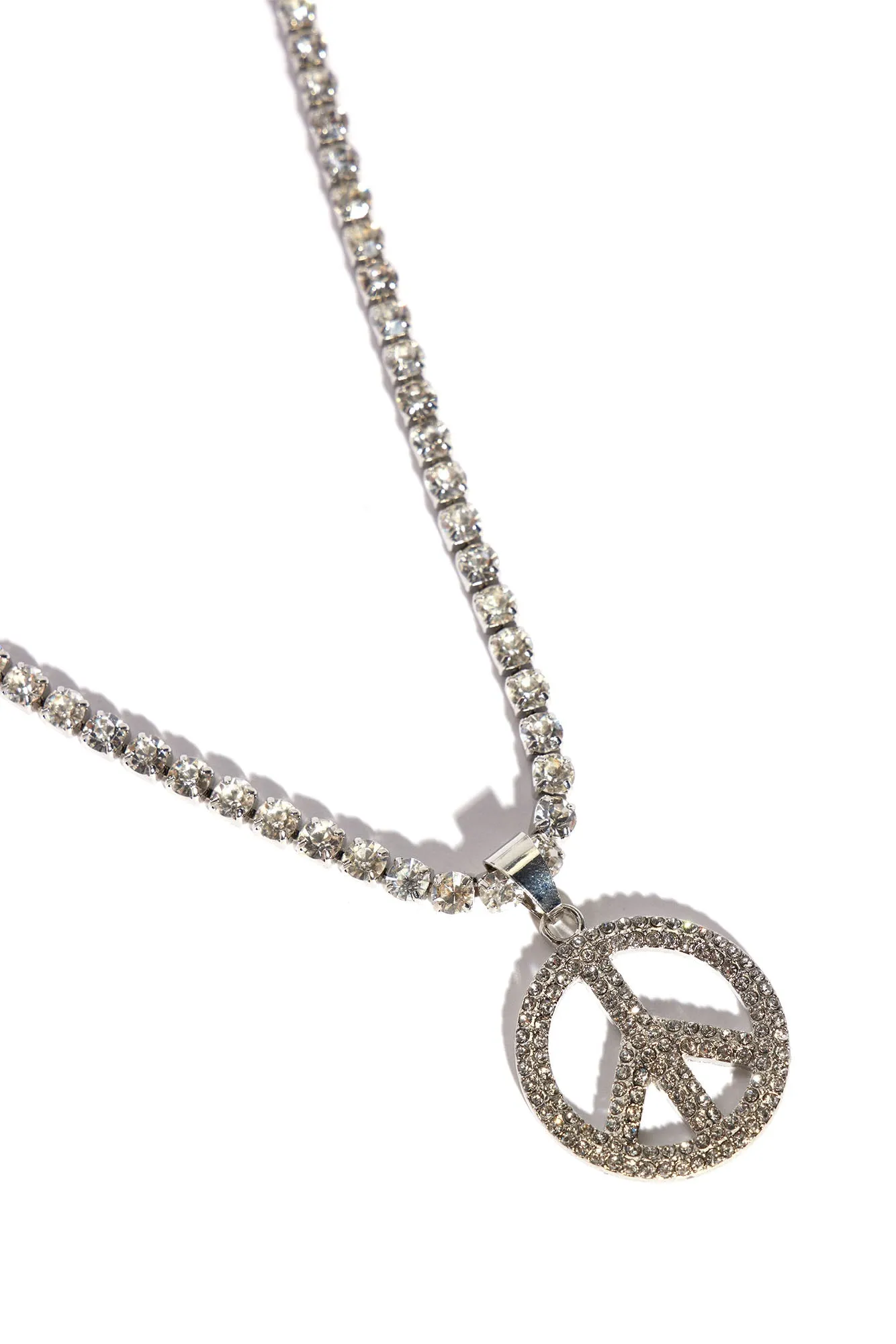 18'' Peace Above Tennis Chain - Silver