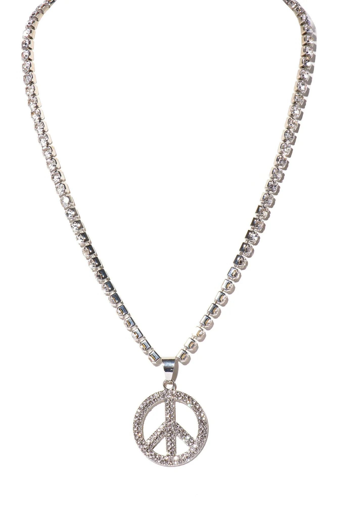 18'' Peace Above Tennis Chain - Silver