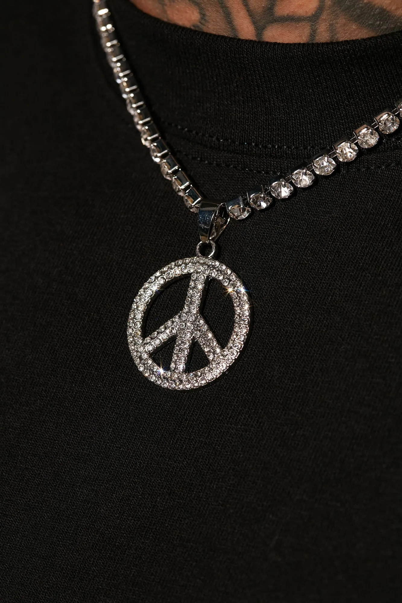 18'' Peace Above Tennis Chain - Silver