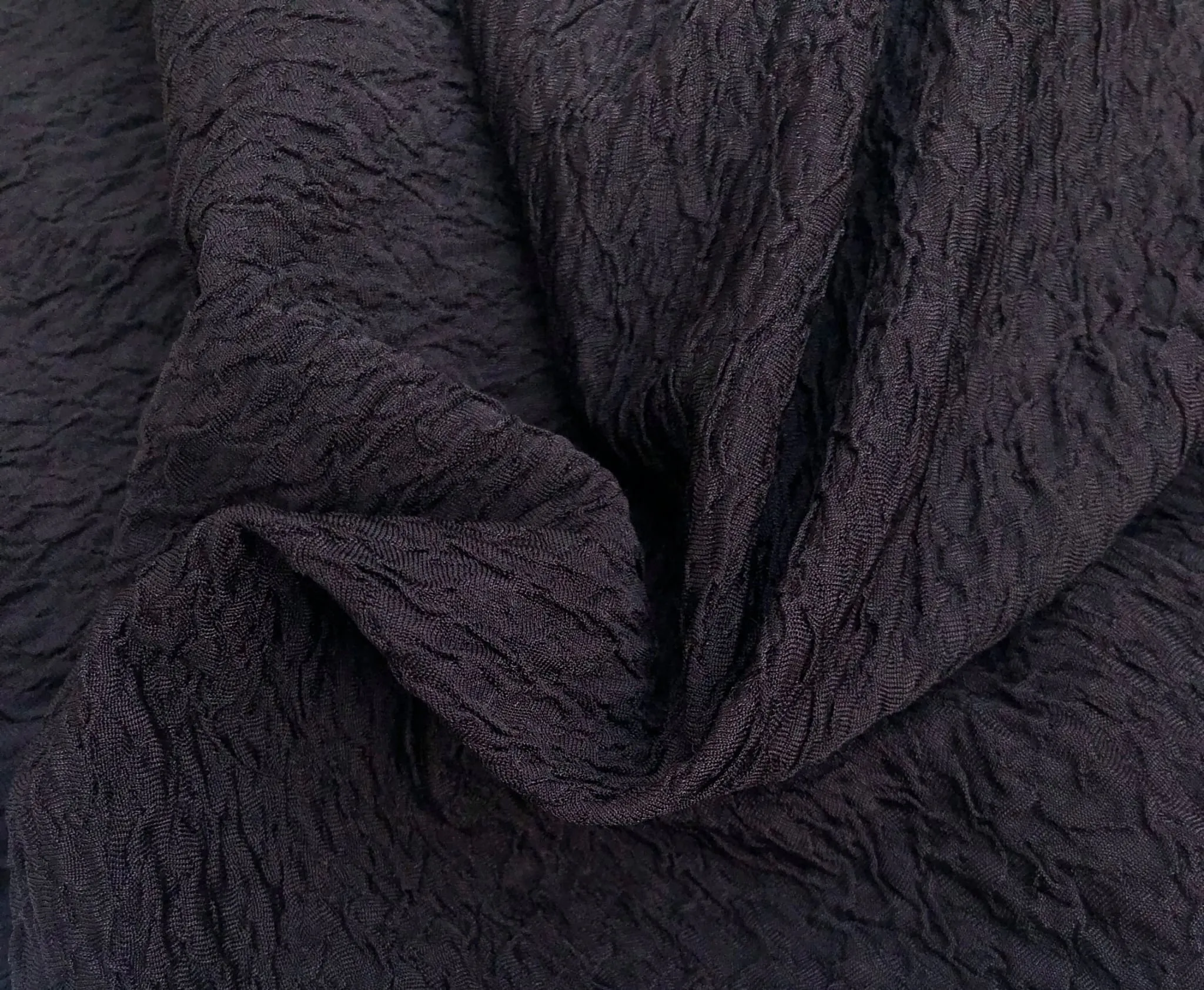 58" Black Polyester Elastane Stretch Wrinkle ESP kDk Knit De Knit Fabric By the Yard