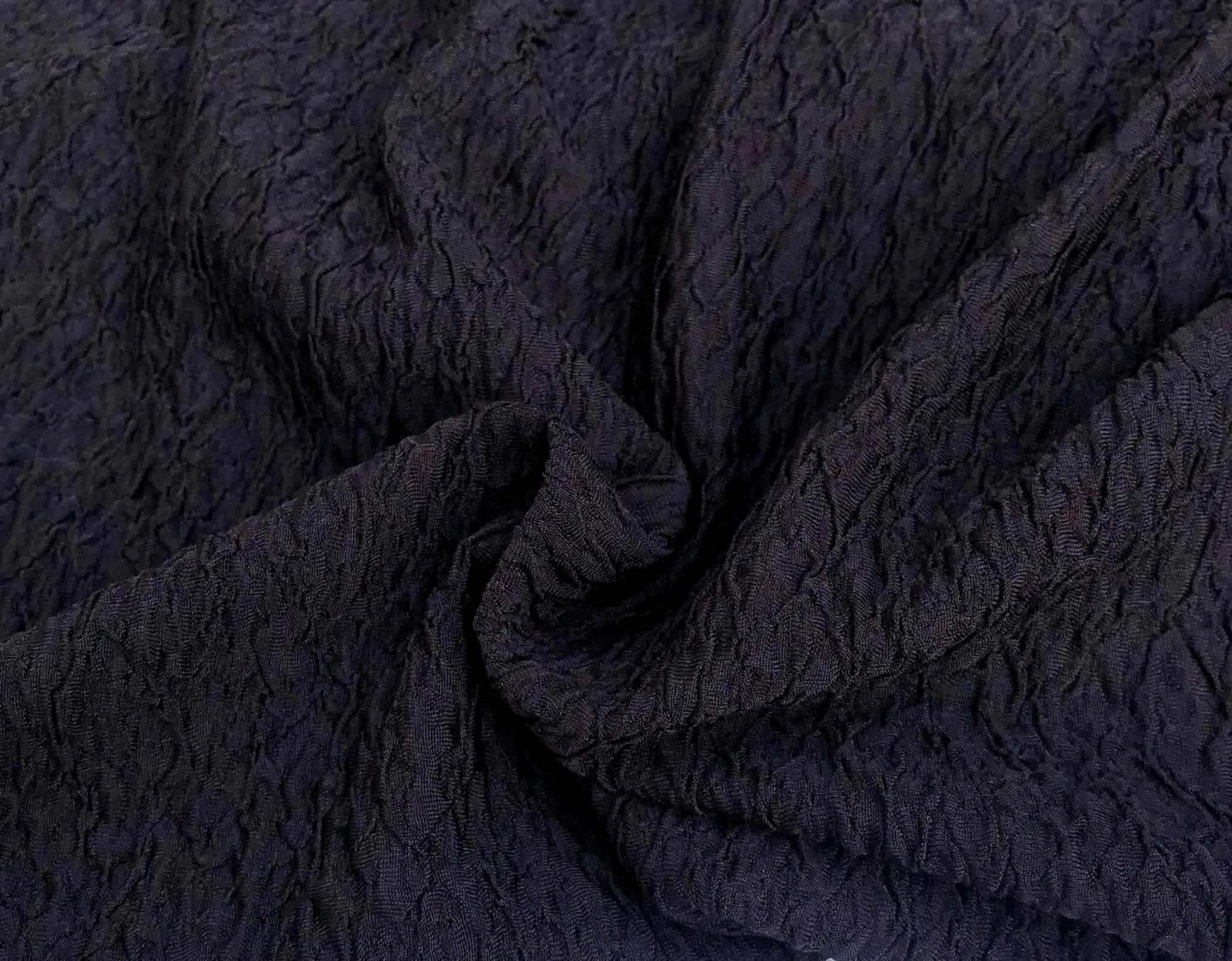 58" Black Polyester Elastane Stretch Wrinkle ESP kDk Knit De Knit Fabric By the Yard