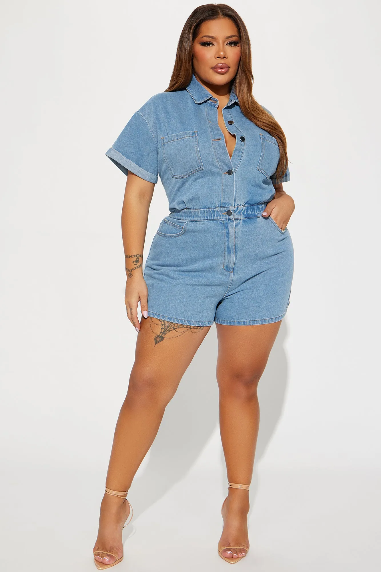 A Good Day Denim Romper - Light Wash