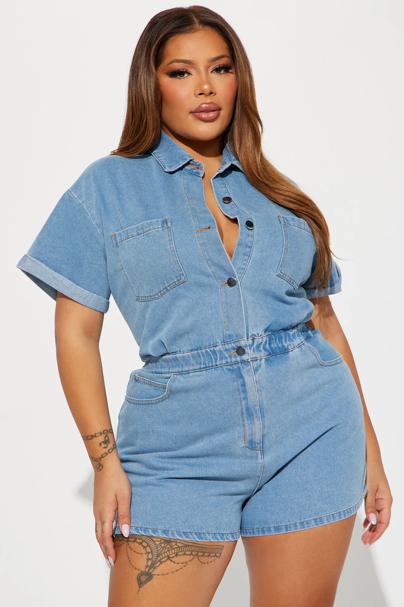 A Good Day Denim Romper - Light Wash