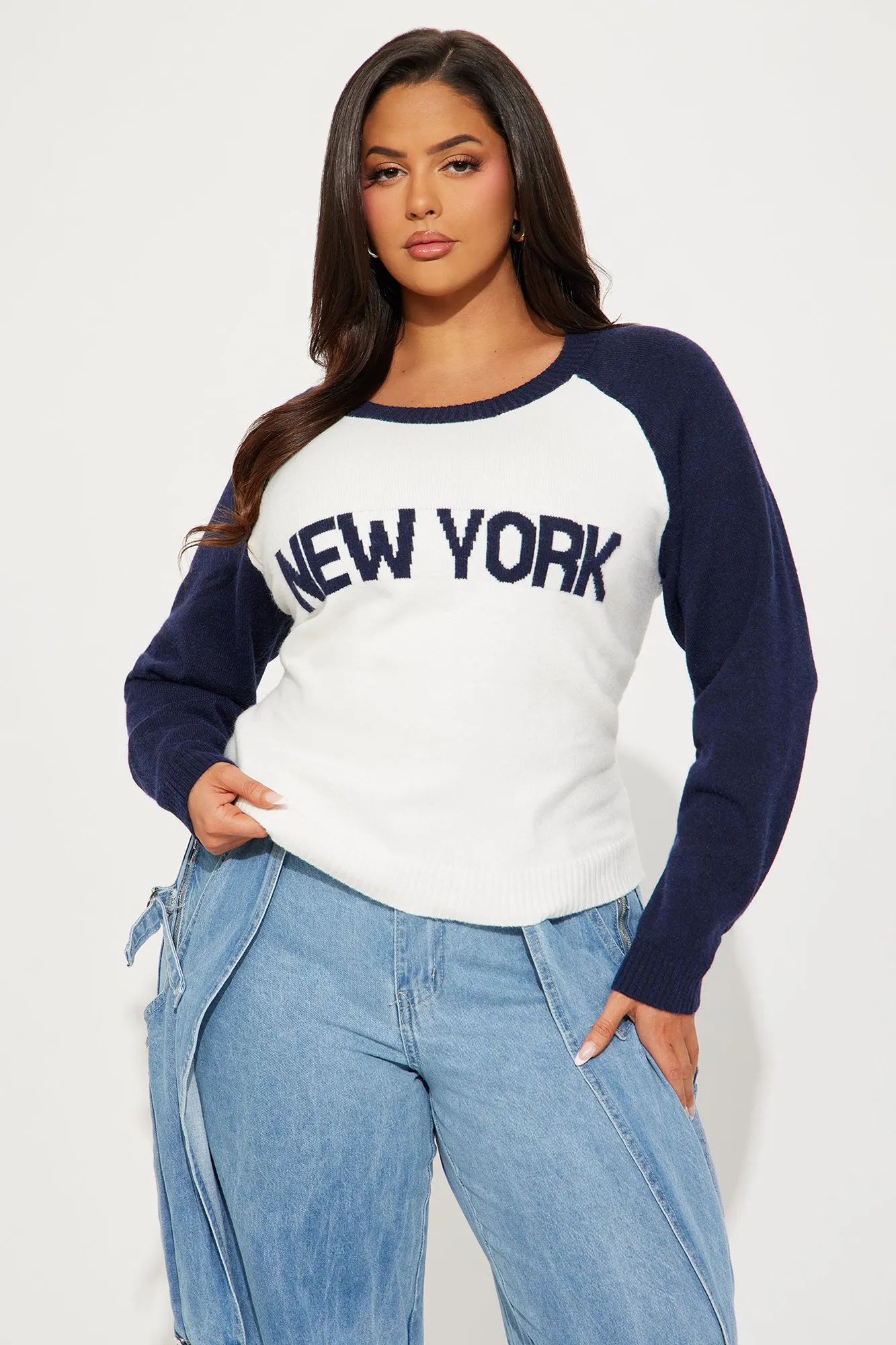 A New York Minute Sweater - Navy/combo