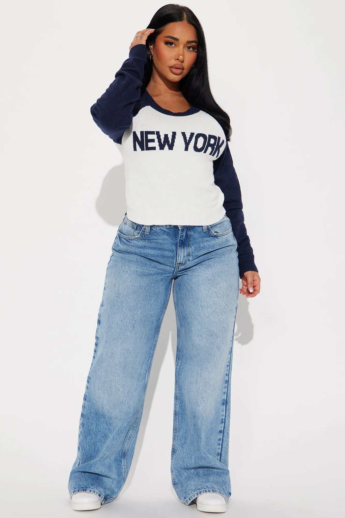 A New York Minute Sweater - Navy/combo