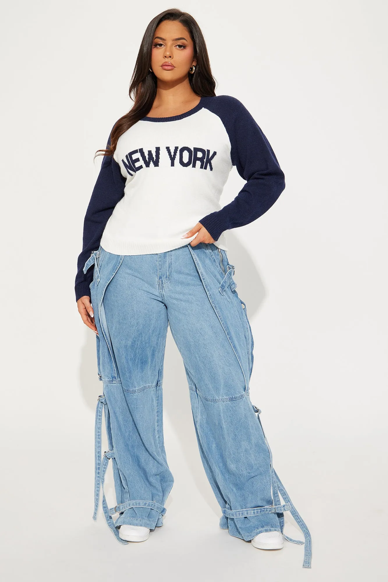 A New York Minute Sweater - Navy/combo