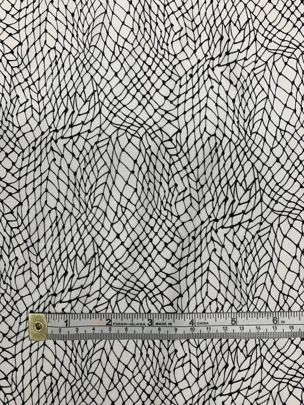 Abstract Printed Silk Crepe de Chine - Black / White