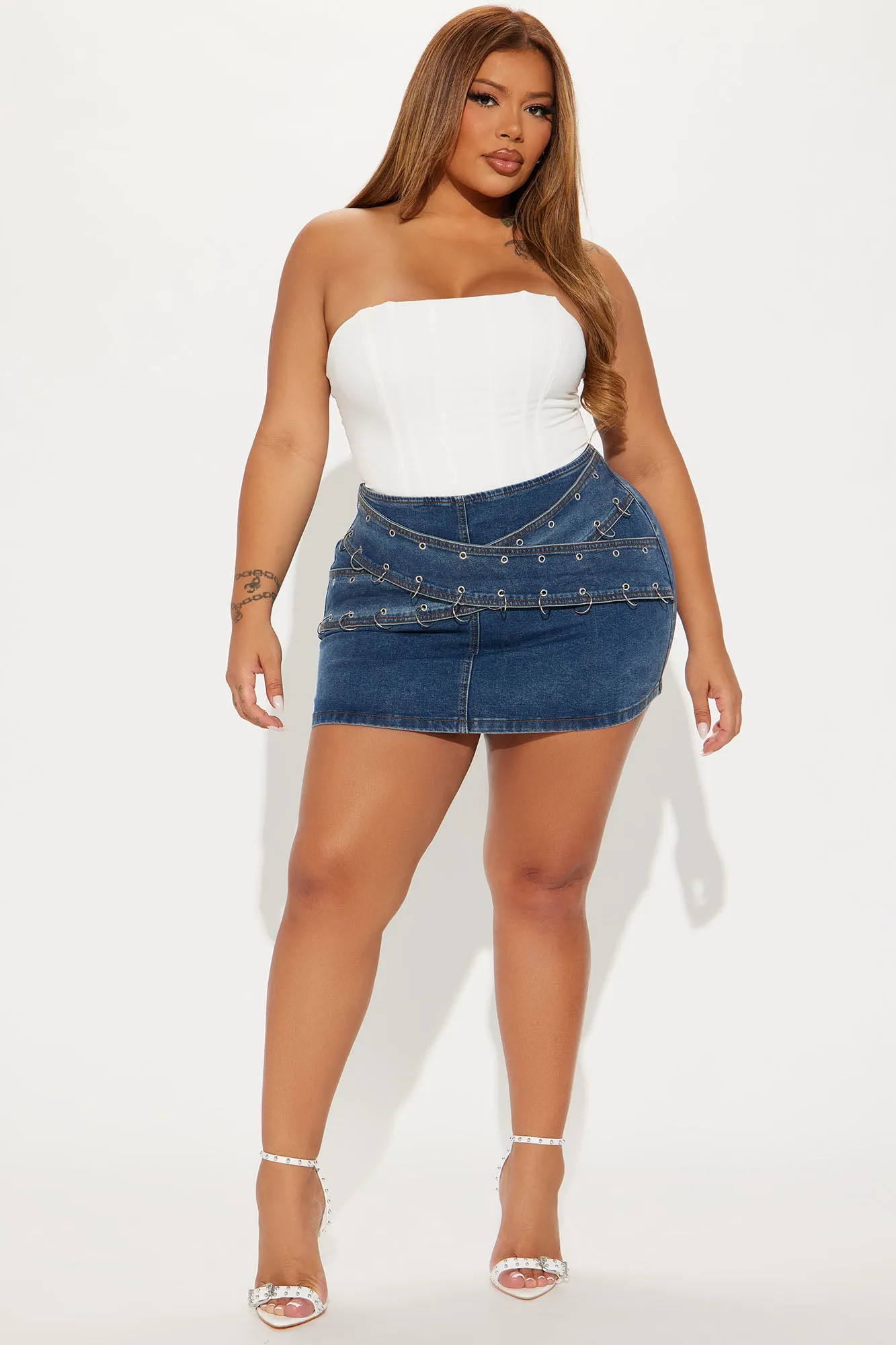 Actions Talk Denim Mini Skirt - Dark Wash