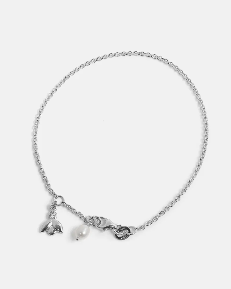 Bee Bracelet in Sterling Silver with lab grown Diamond & Pearl