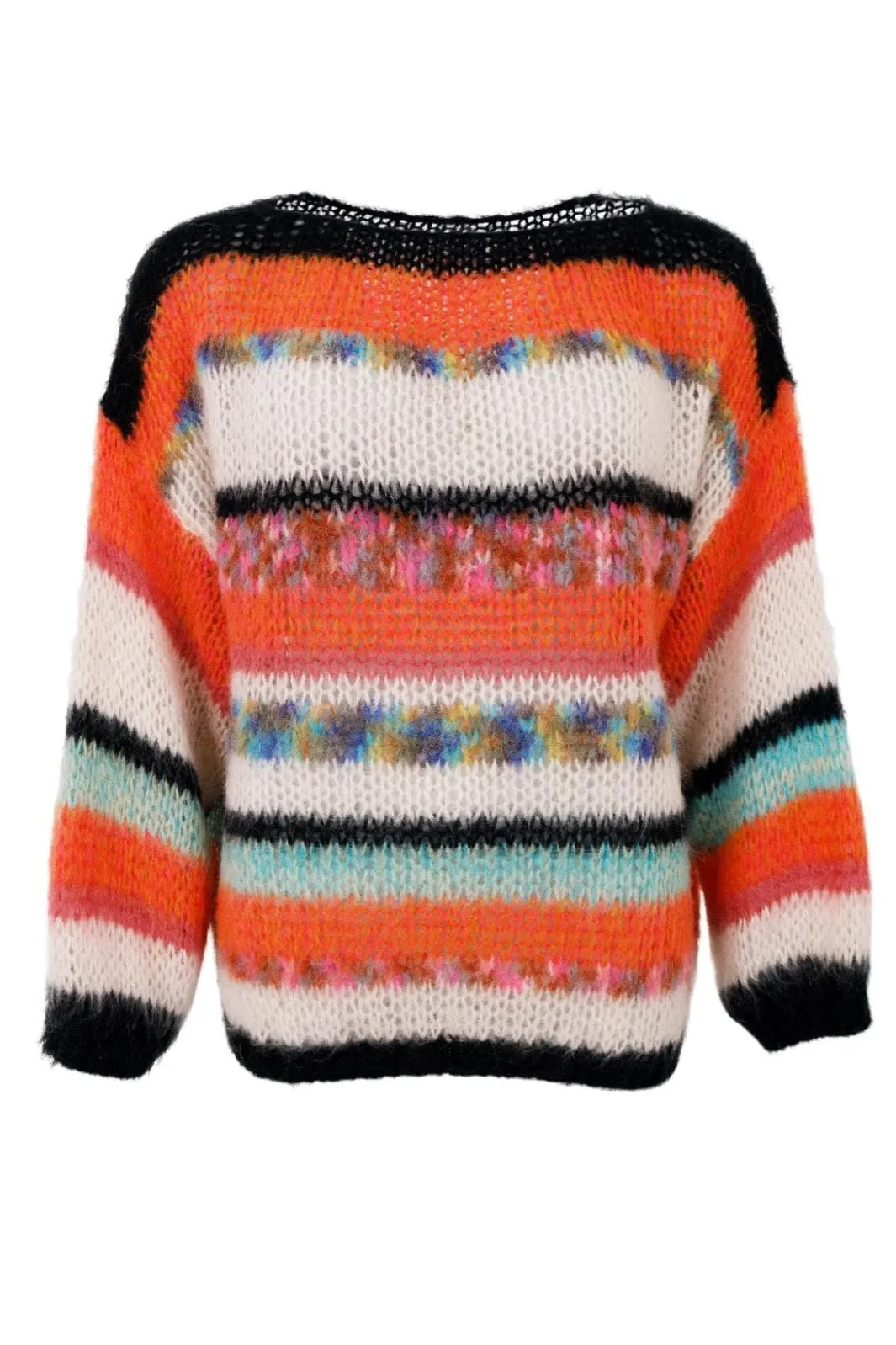 Black Colour - Bcadria Multi Striped Jumper - Orange Mix