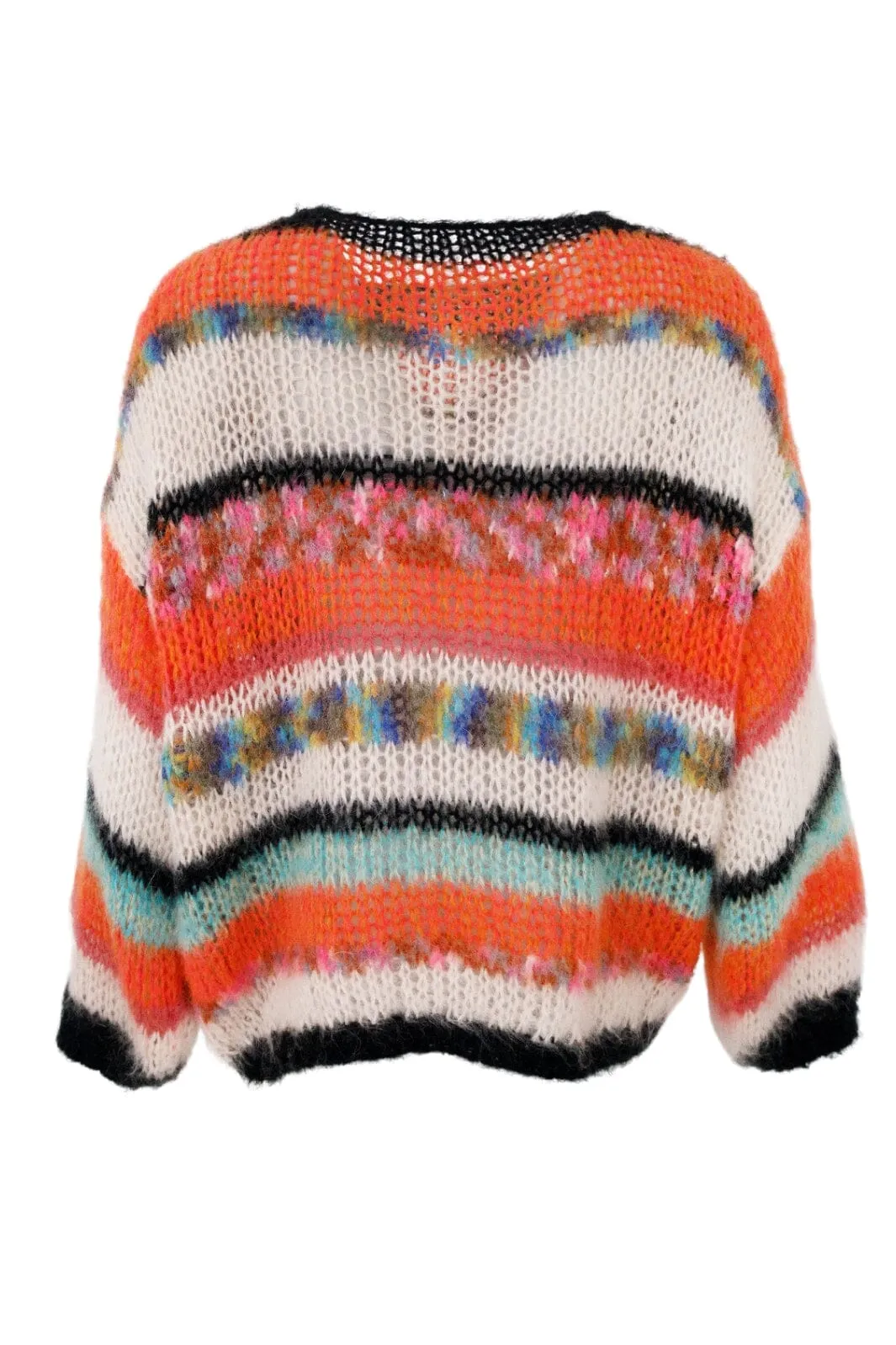 Black Colour - Bcadria Multi Striped Jumper - Orange Mix