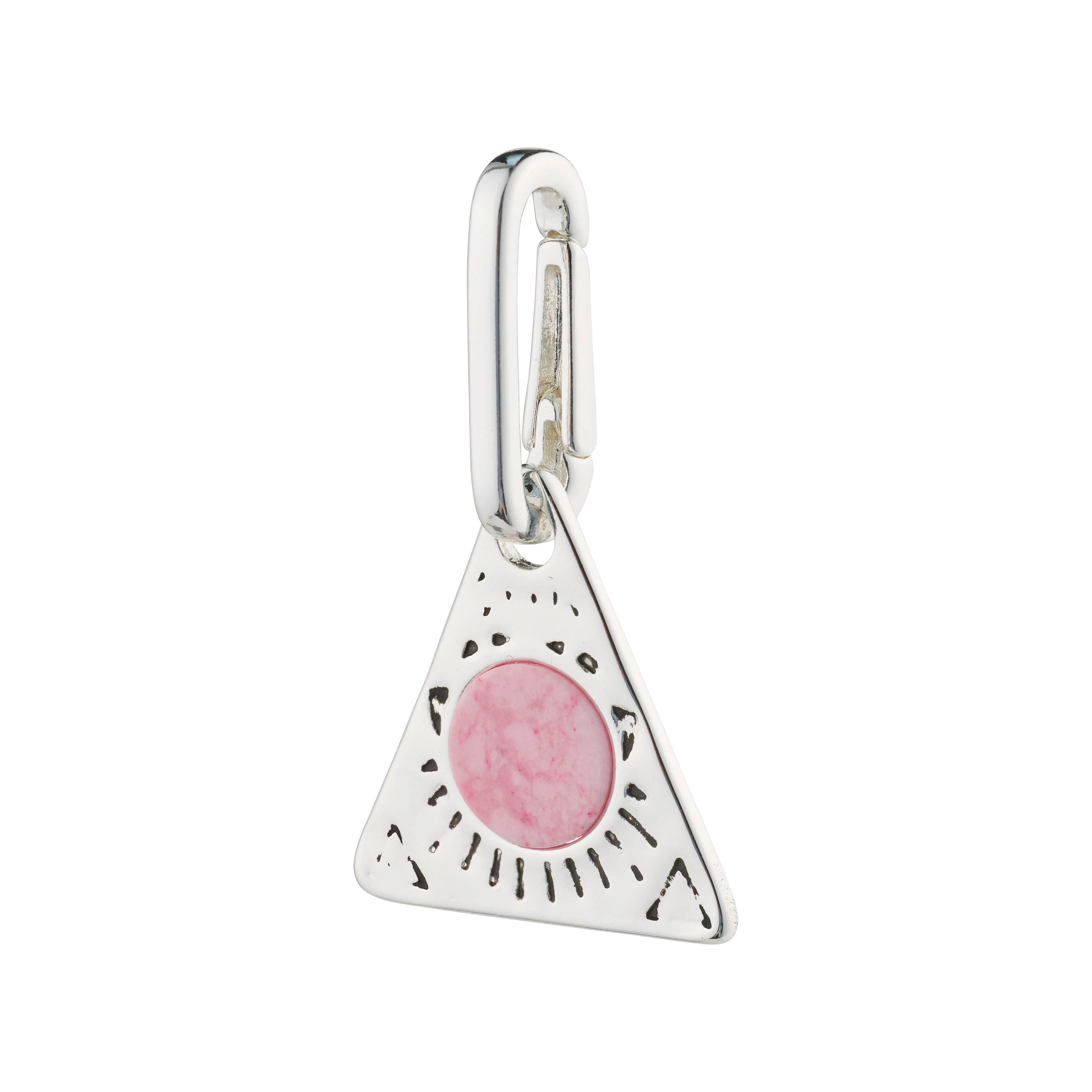 CHARM recycled triangle pendant, pink/silver-plated