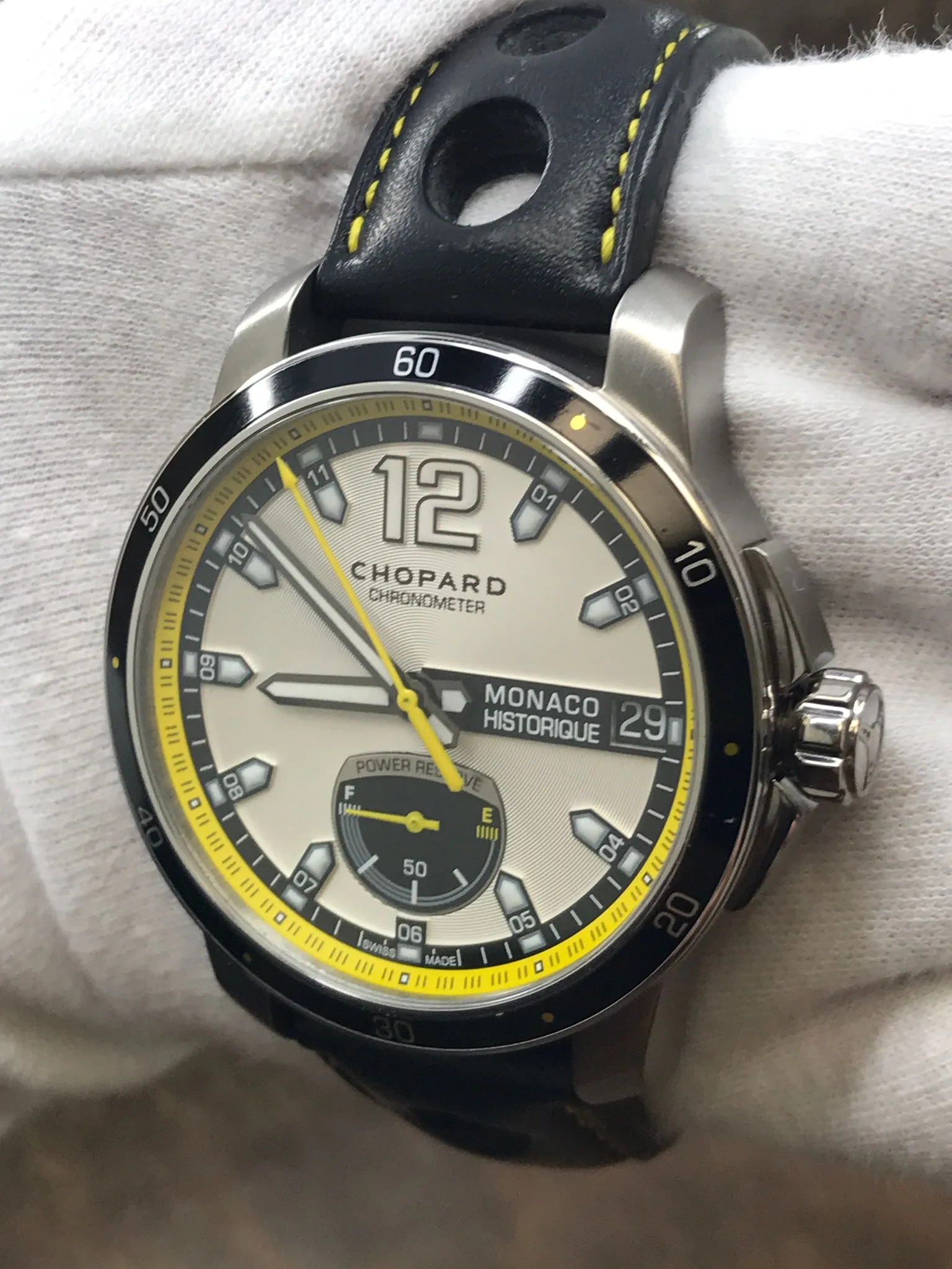 Chopard Grand Prix de Monaco Historique 8568 Silver & Yellow Dial Automatic Men's Watch