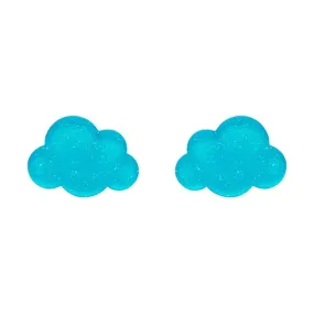 Cloud Glitter Resin Stud Earrings - Blue