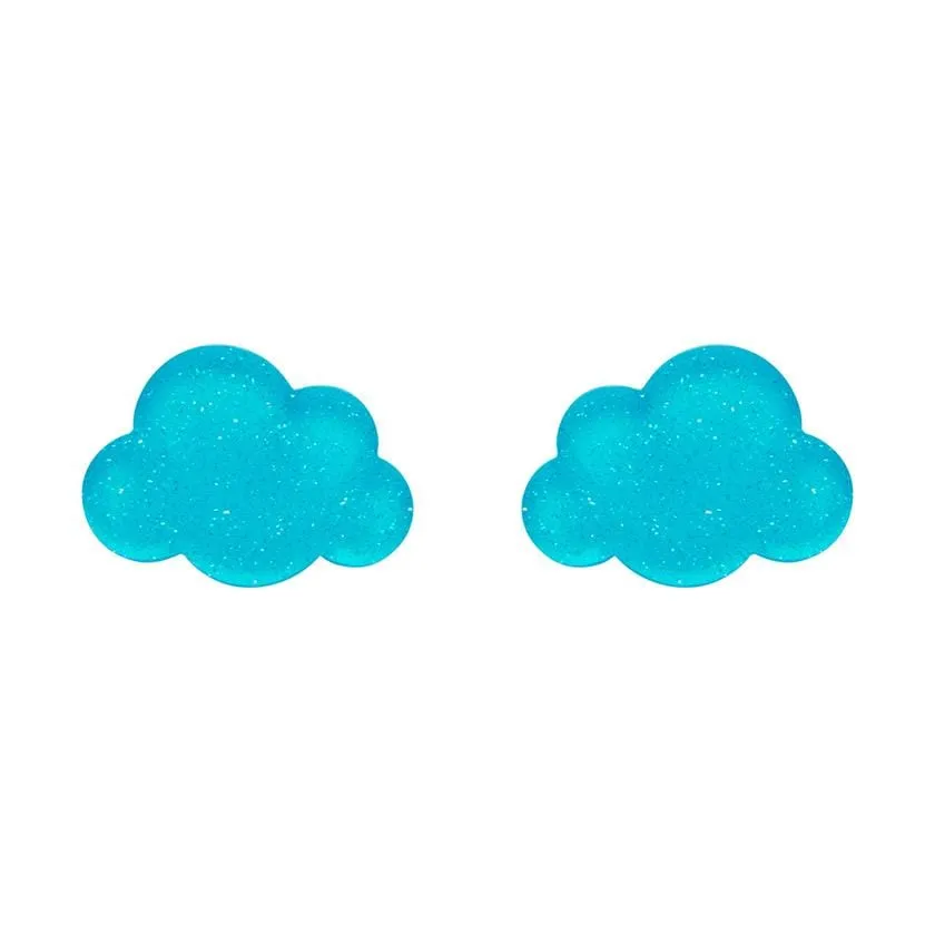 Cloud Glitter Resin Stud Earrings - Blue