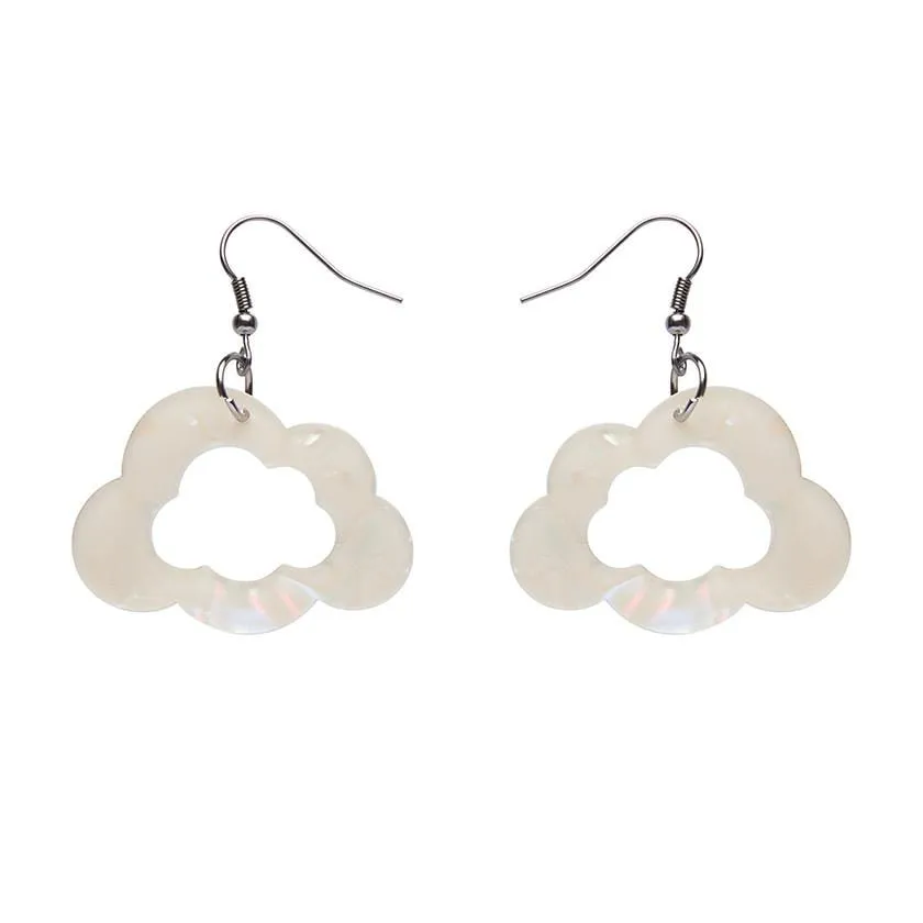 Cloud Solid Glitter Resin Drop Earrings -White