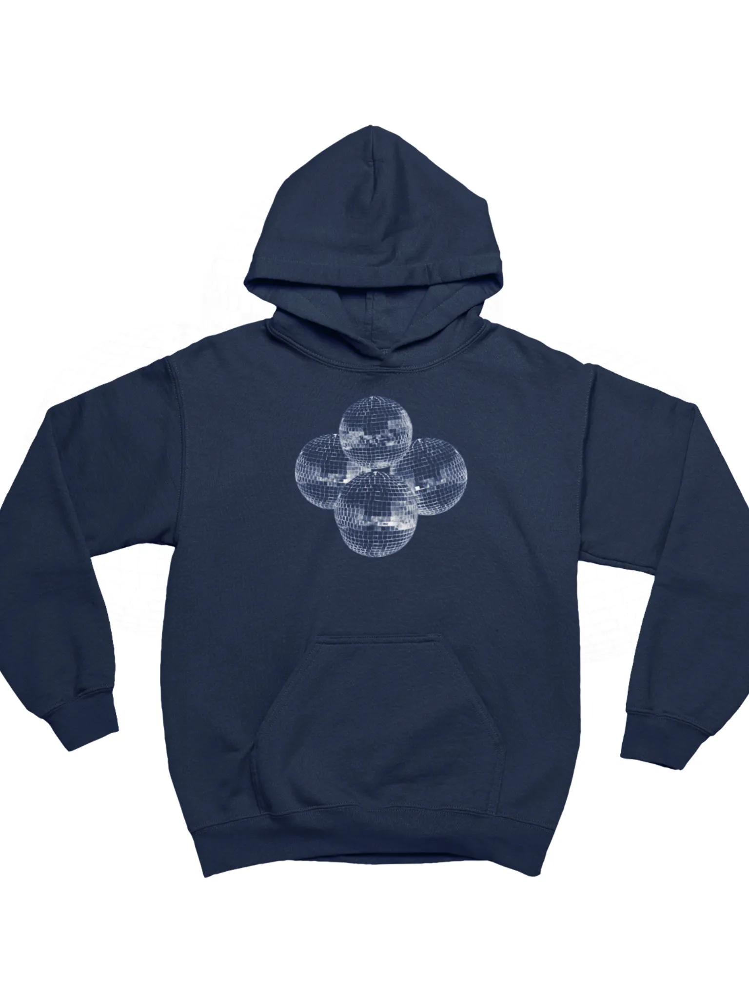 DISCO KUGLE (hvid) HOODIE - NAVY