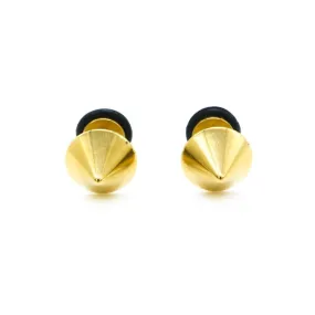 Gold Plated Cone Fake Tunnel Earrings