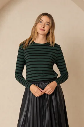 Green and Black Striped Knit Top