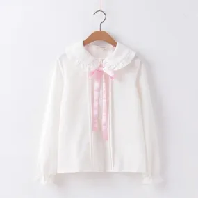 JAPANESE PINK BOW LONG SLEEVE SHIRT BY22096