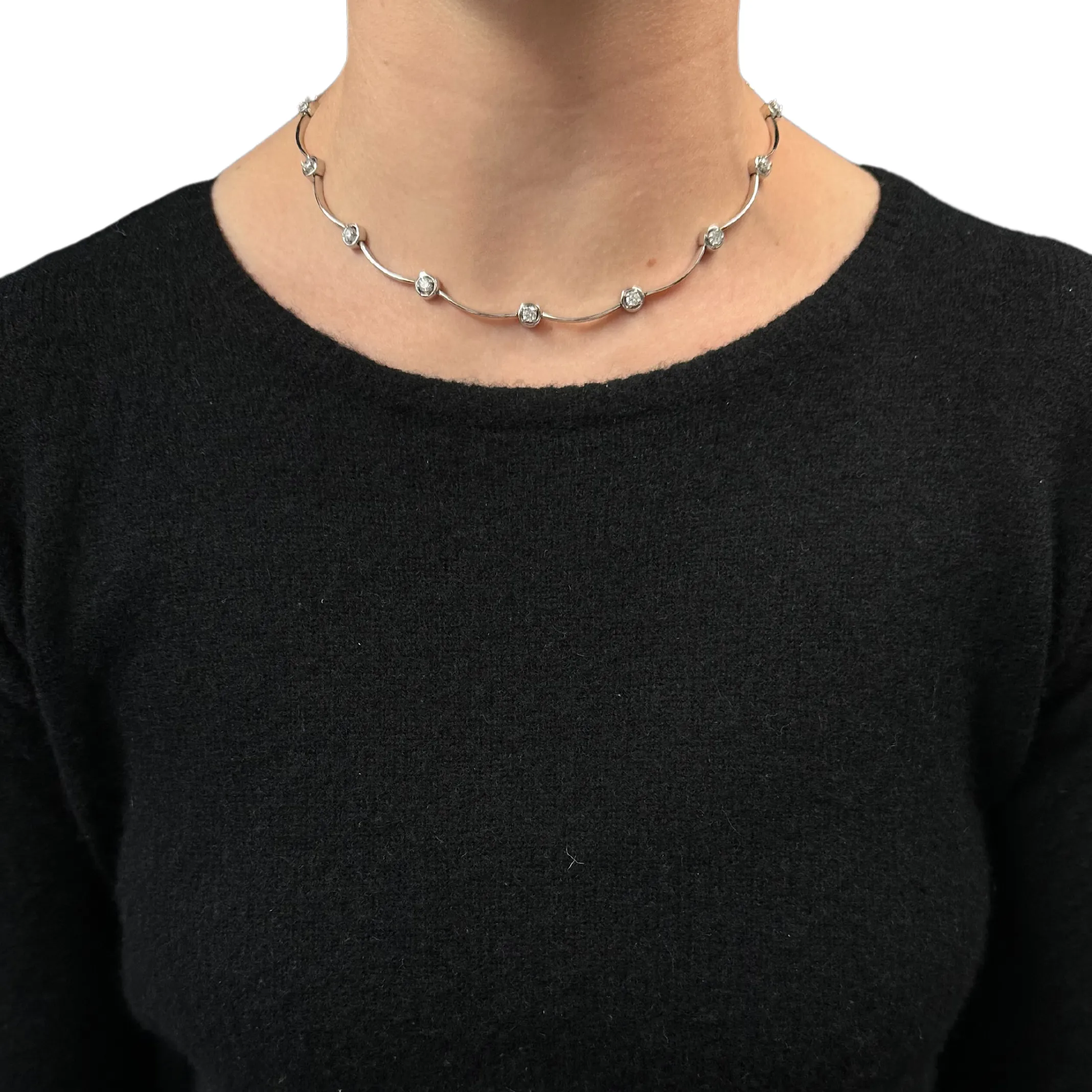 Kauffman de Suisse 2.56ct diamond 18K Gold Choker Necklace