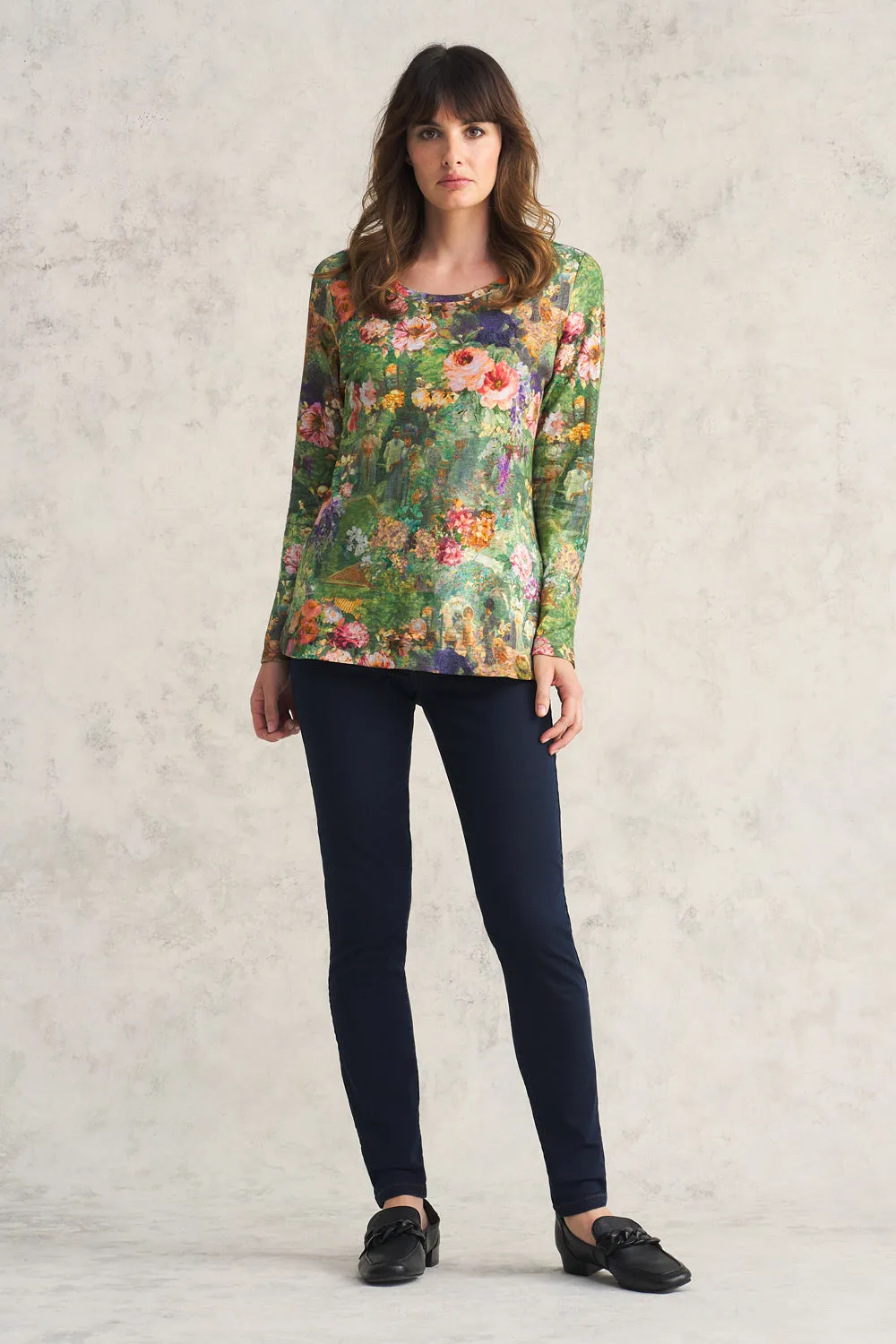 Long Sleeve Organic Cotton T-Shirt - Impressionist Print