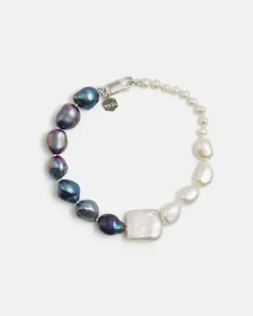 Neptune Black Iridescent and White Pearl Bracelet