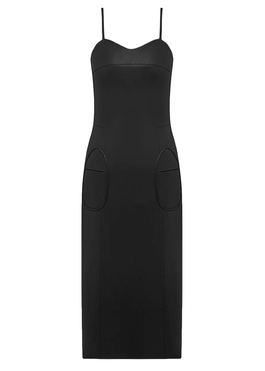 POWER LEATHER SILHOUETTE DRESS