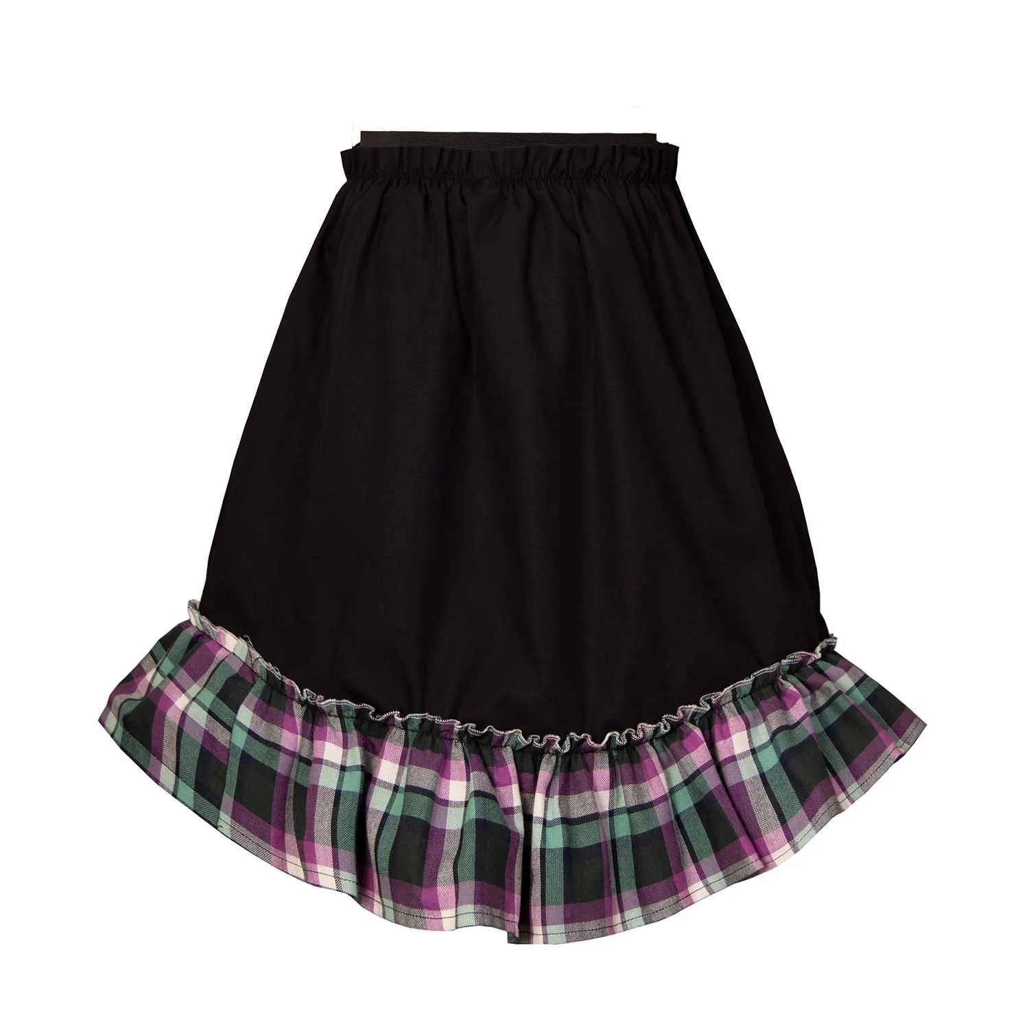 Zwarte rok met tartan detail in rood en groen