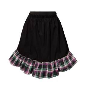 Zwarte rok met tartan detail in rood en groen